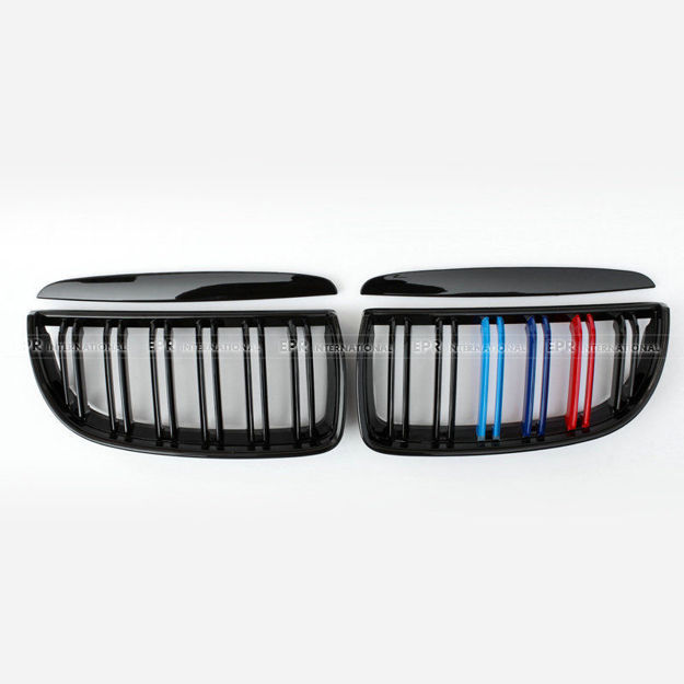 Picture of For BMW 3 Series E90 05-07 Double Style Front Grille Glossy Black ABS